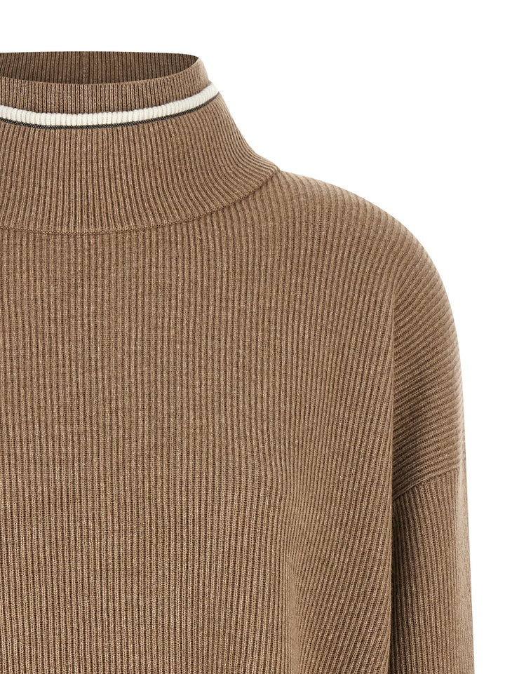 Brunello Cucinelli Double Layer Sweater Maglioni - Marrone | 6a0d18e24610e07654dec310acbb2aa2c08d1007