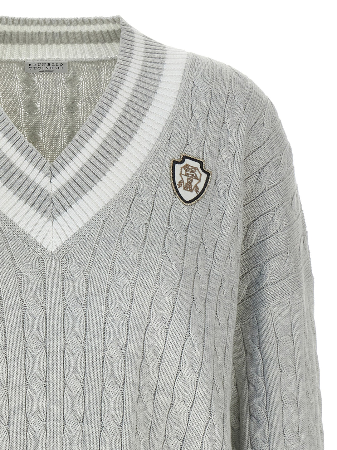 Brunello Cucinelli Cotton Cable Knit Sweater Maglioni - Grigio | a50c33b9c86b526cc89148c65378f937bc5cc2ed