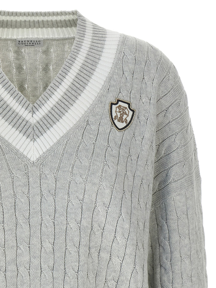 Brunello Cucinelli Cotton Cable Knit Sweater Maglioni - Grigio | a50c33b9c86b526cc89148c65378f937bc5cc2ed