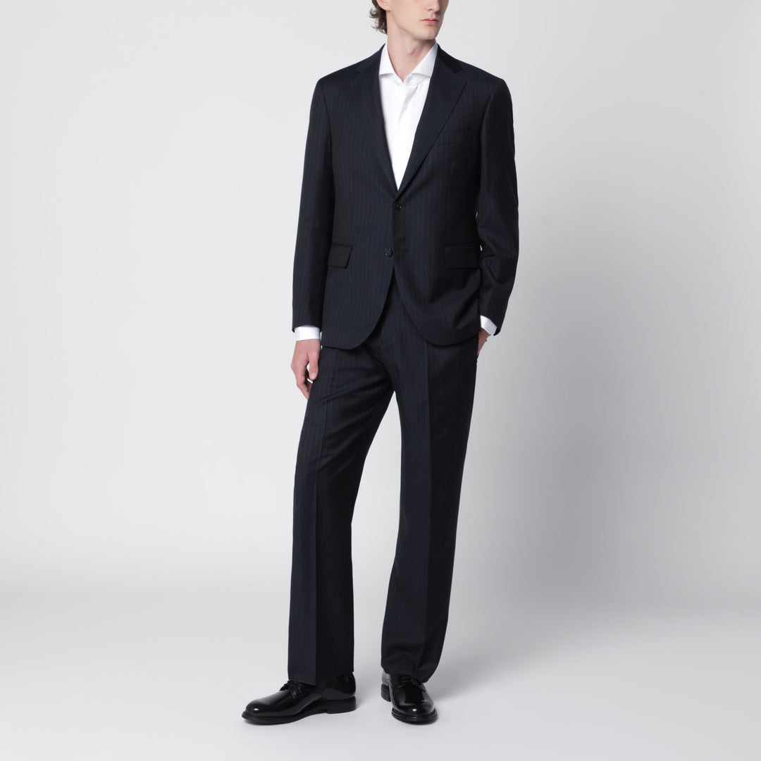 È Po Ca Blue Pinstripe Single-Breasted Suit In Wool