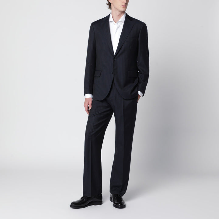 È Po Ca Blue Pinstripe Single-Breasted Suit In Wool