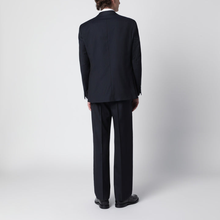 È Po Ca Blue Pinstripe Single-Breasted Suit In Wool