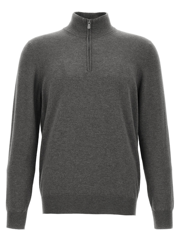 Brunello Cucinelli Half-Zip Sweater Maglioni - Grigio | 3f63b122953e48ae01e081dec17301b4f84c0104