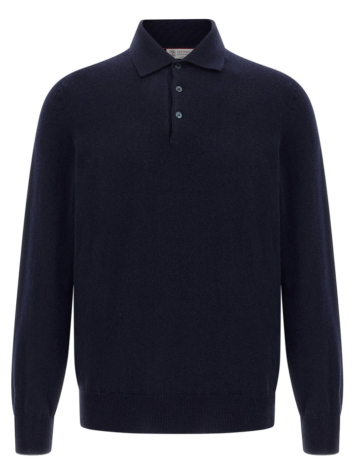 Brunello Cucinelli Cashmere  Shirt Polo - Blu | ce5d7d00b588fb4dcca044f7dae731b8d3b66f0c
