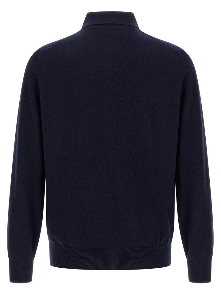 Brunello Cucinelli Cashmere  Shirt Polo - Blu | 7c3fa054e634309cab8db2d528310f3477a77425