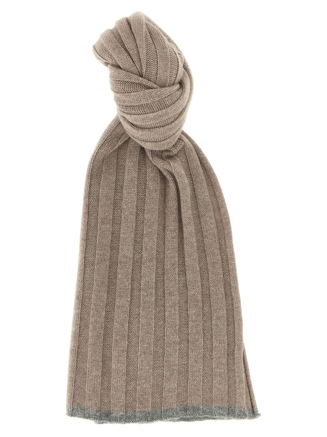 Brunello Cucinelli Ribbed Cashmere Scarf Sciarpe Beige Wanan Luxury