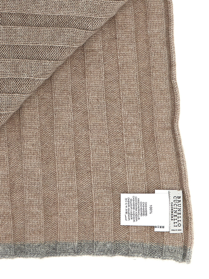 Brunello Cucinelli Ribbed Cashmere Scarf Sciarpe - Beige | c768741bc712bfeaa0835920fff45423ad1692b8