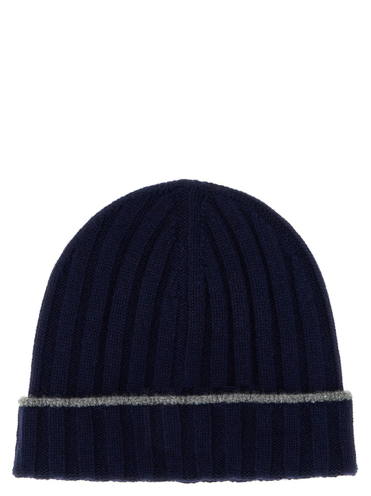 Cashmere Turn-Up Beanie Cappelli Blu