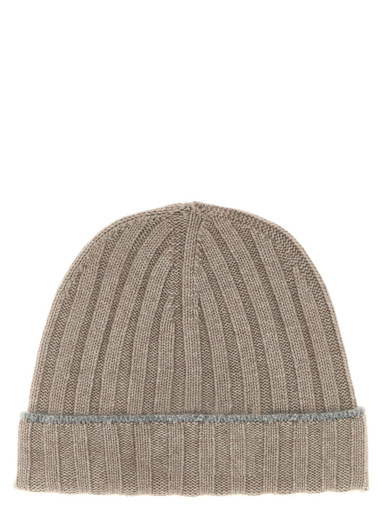 Cashmere Turn-Up Beanie Cappelli Beige