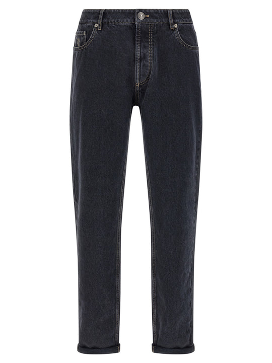 Garment-Dyed Jeans Grigio