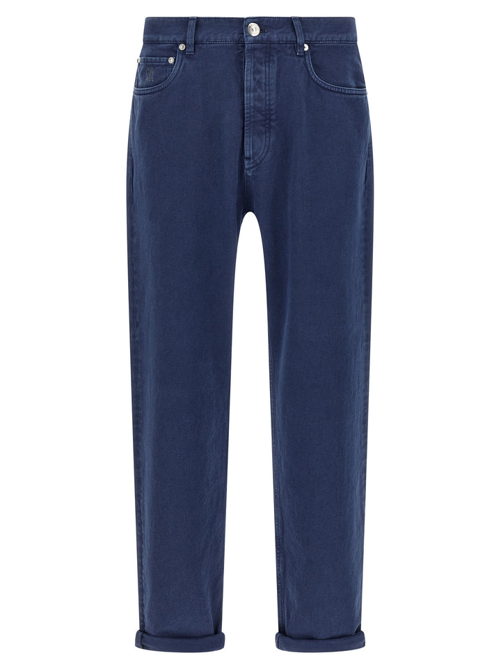 Brunello Cucinelli Garment-Dyed Denim Jeans - Blu | f66f78922e077c4f427fdf5a1b6345c931748937