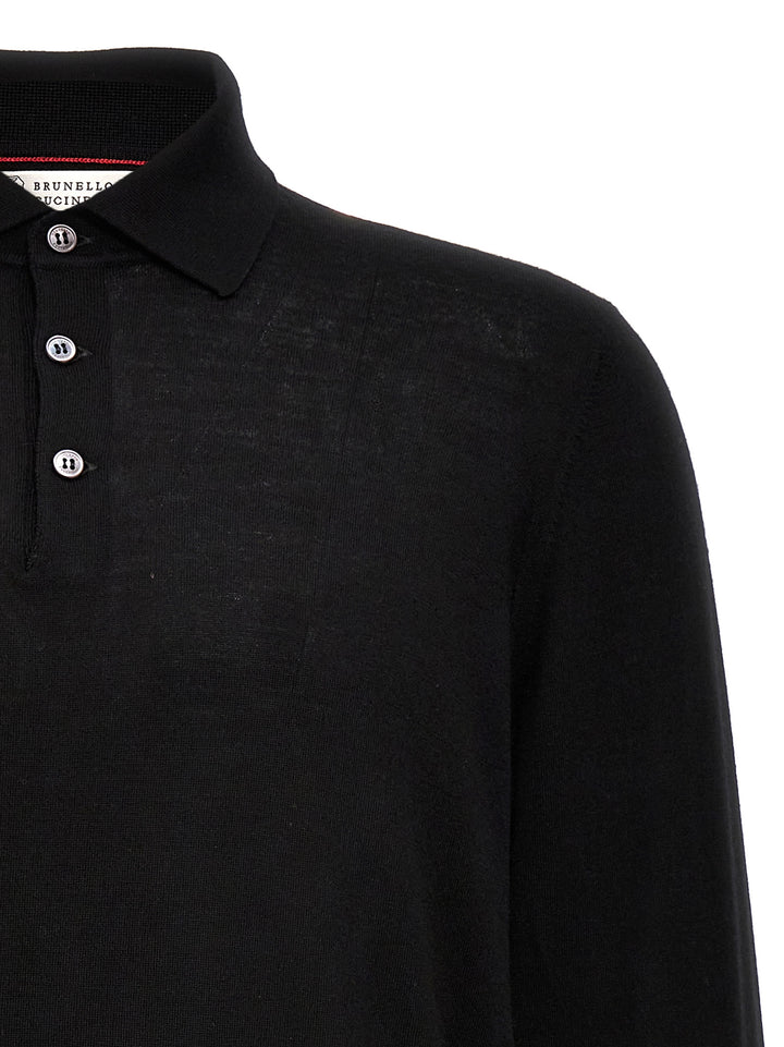 Knitted  Shirt Polo Nero