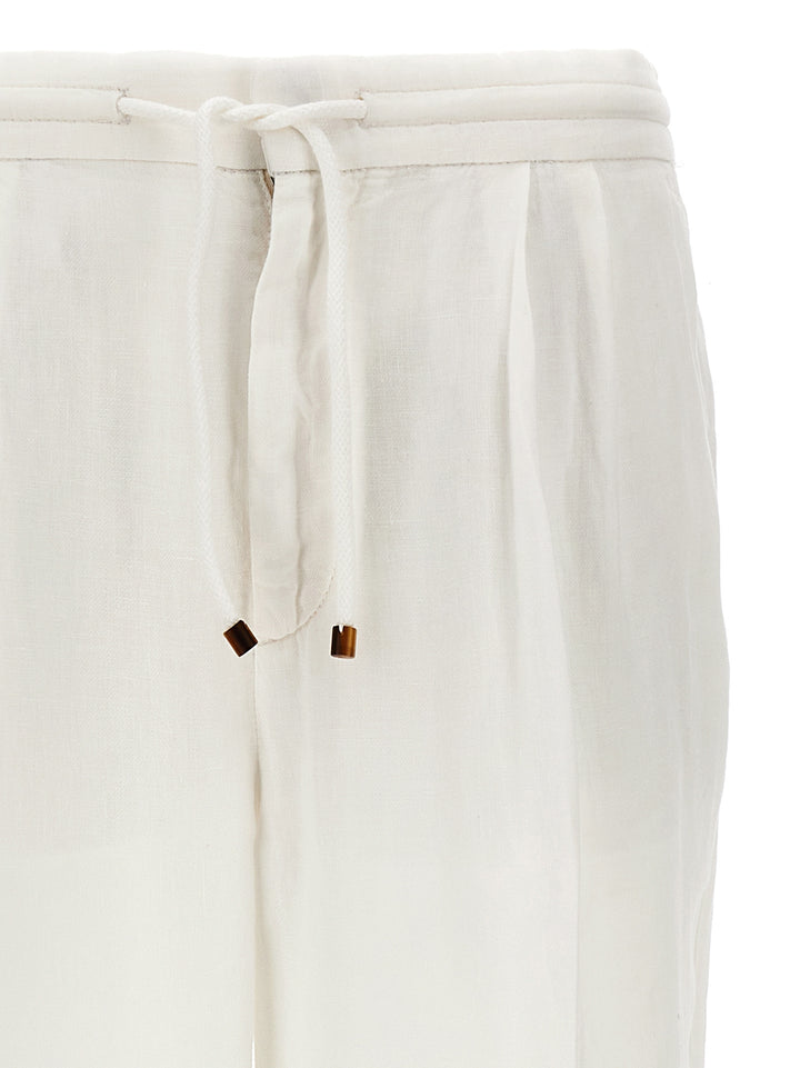 Linen Pence Pantaloni Bianco