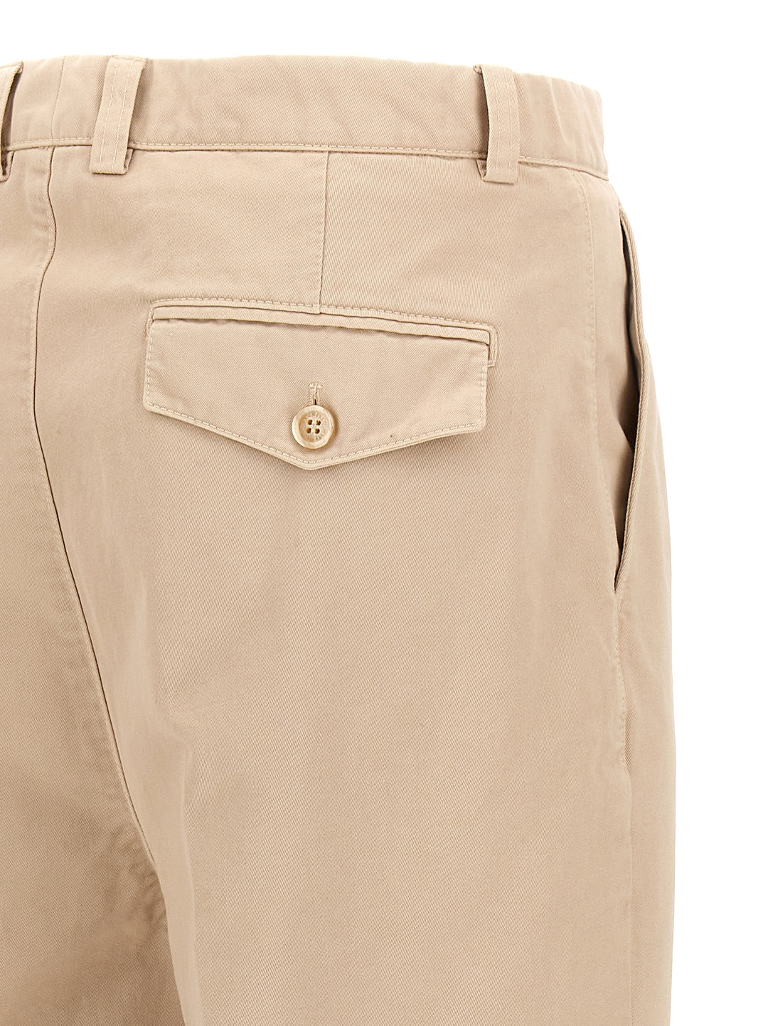 Cotton  With Front Pleats Pantaloni Beige