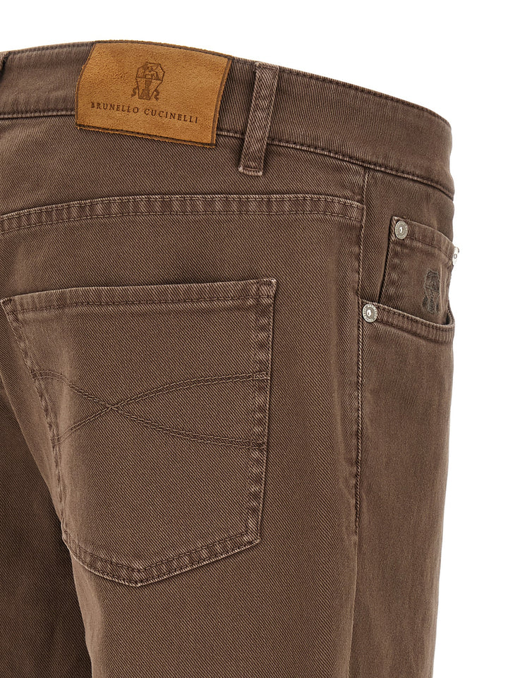 Brunello Cucinelli Garment-Dyed Jeans - Marrone | e27240062ff0e3e0a357dba007bf7e7f62008062