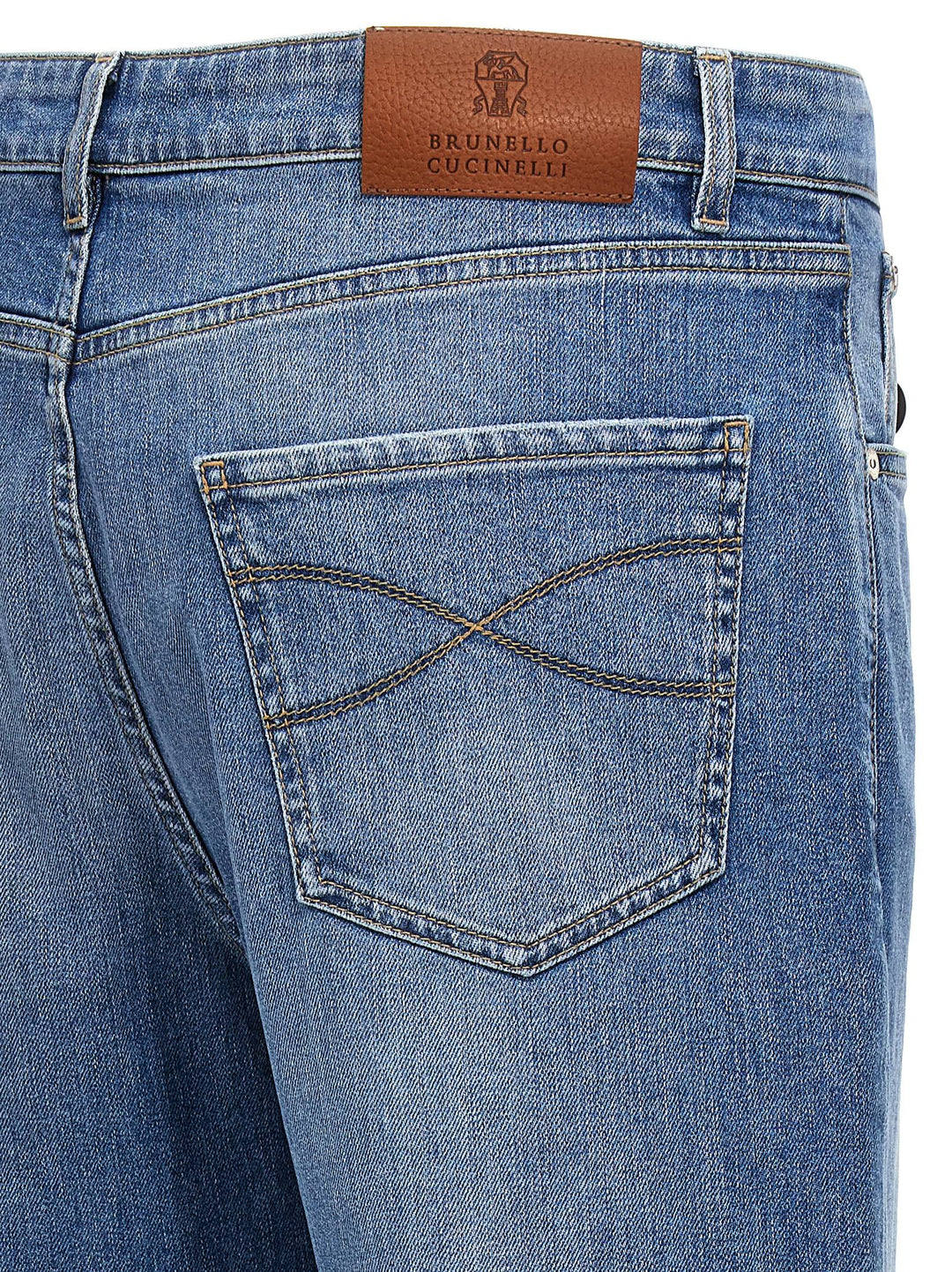 Logo Embroidery Jeans Celeste