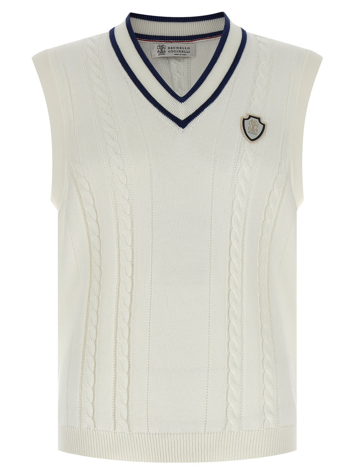 Brunello Cucinelli Cotton Braided Vest Gilet - Bianco | bb3d2a98cb3b90998ca6a18e80776751d9838b9f