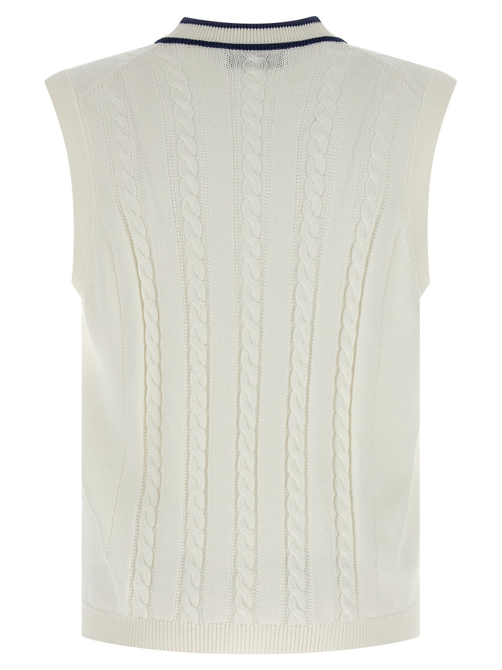 Brunello Cucinelli Cotton Braided Vest Gilet - Bianco | 55f351ad4cee706f26210ba36338a486a5ee2f05