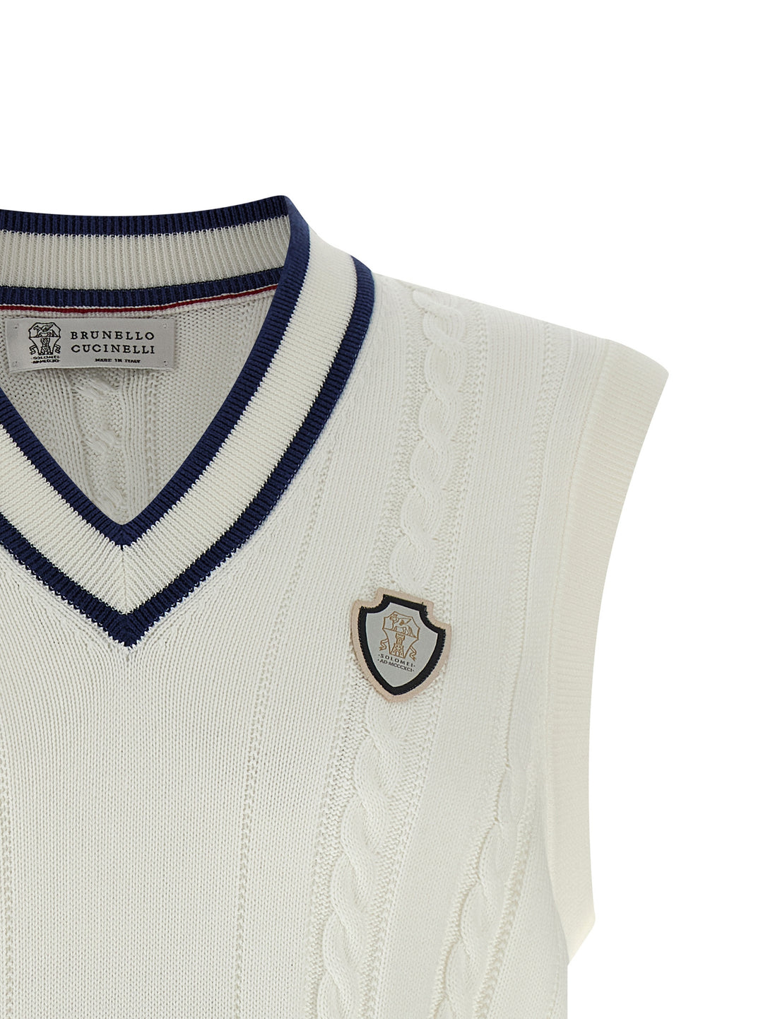 Brunello Cucinelli Cotton Braided Vest Gilet - Bianco | 206307f887881c67eee0a047a345ee0290b4ab95