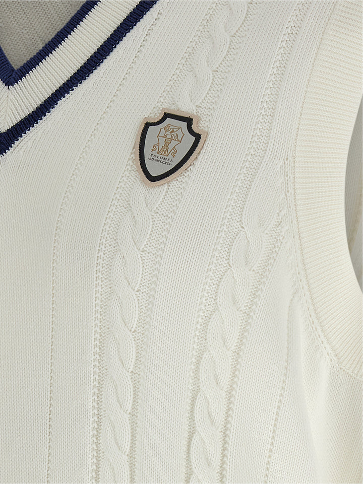 Brunello Cucinelli Cotton Braided Vest Gilet - Bianco | 31b83fea043ef8dbe60cf75a19889b7f540e766a