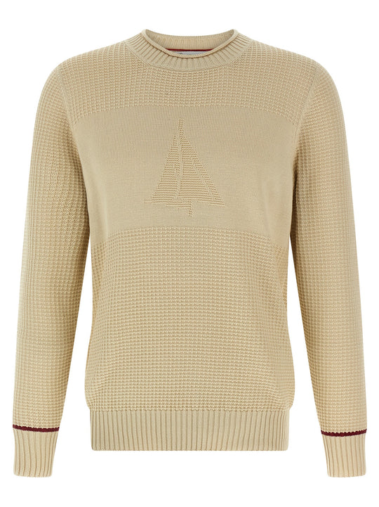 Waffle Stitch Cotton Sweater Maglioni Beige