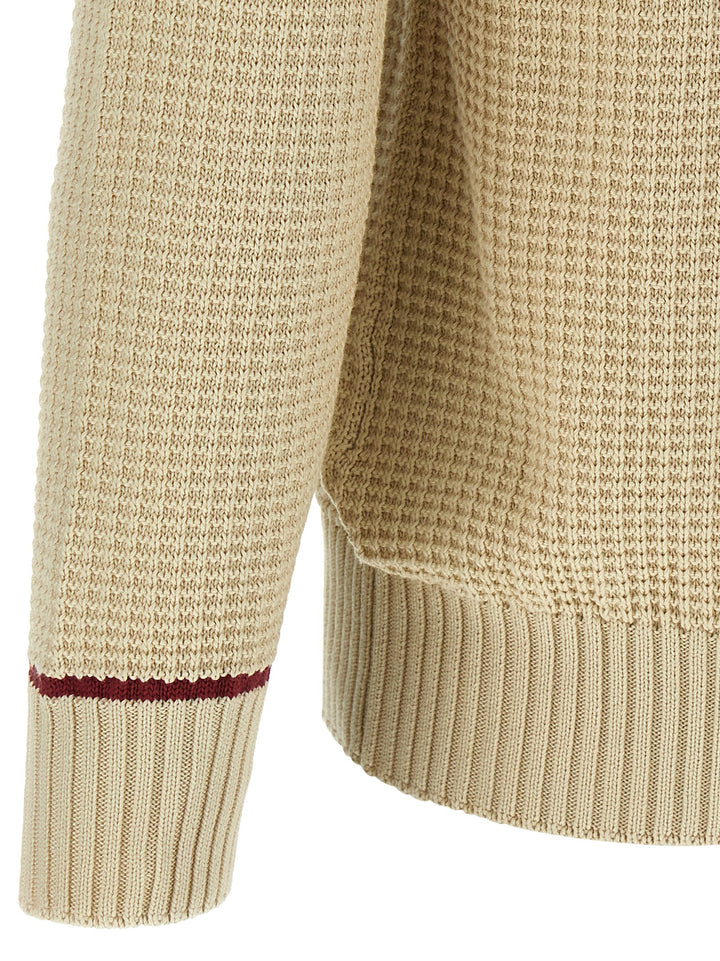 Brunello Cucinelli Waffle Stitch Cotton Sweater Maglioni - Beige | 2e61b0b755580ba07c48938b10400c2f1a8af5b0
