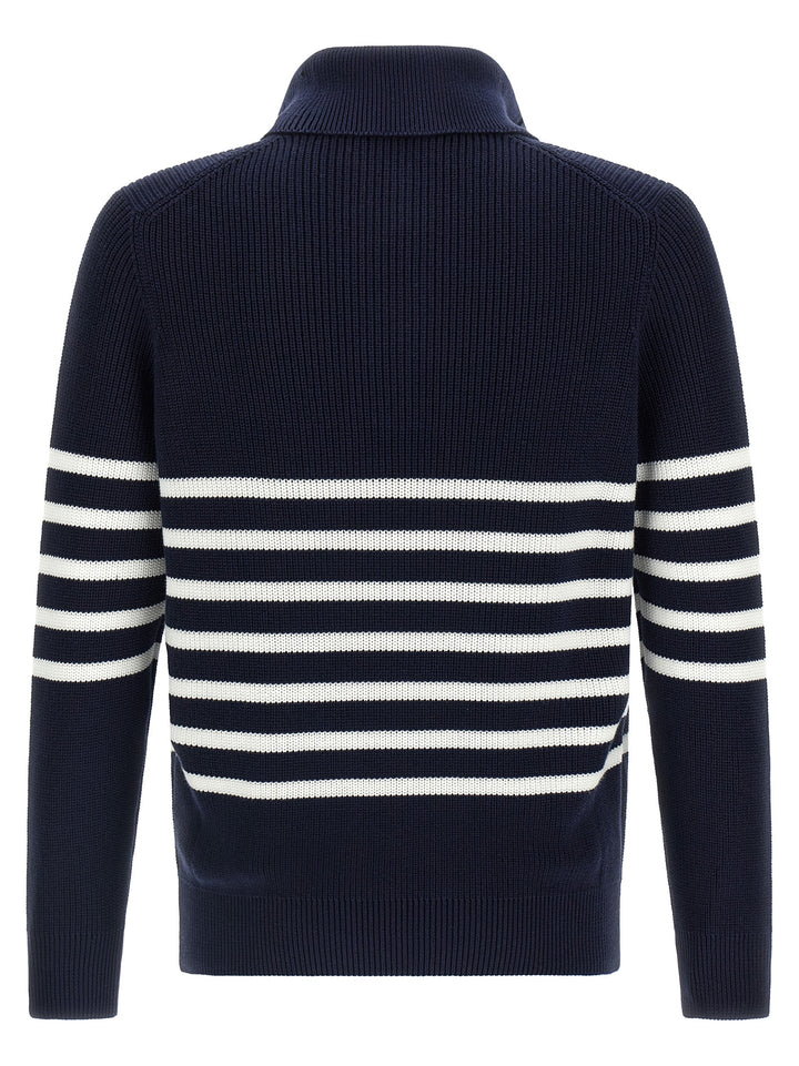 Brunello Cucinelli English Half-Ribbed Sweater Maglioni - Blu | af30620e0f96124f1d9682a7e29b88a9006fbe1d