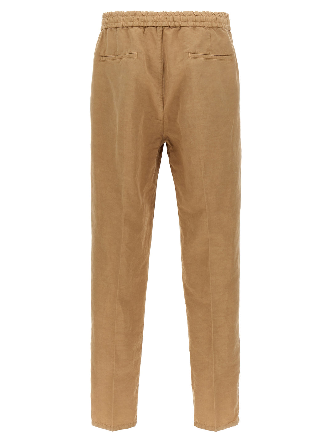 Linen  With Front Pleats Pantaloni Beige