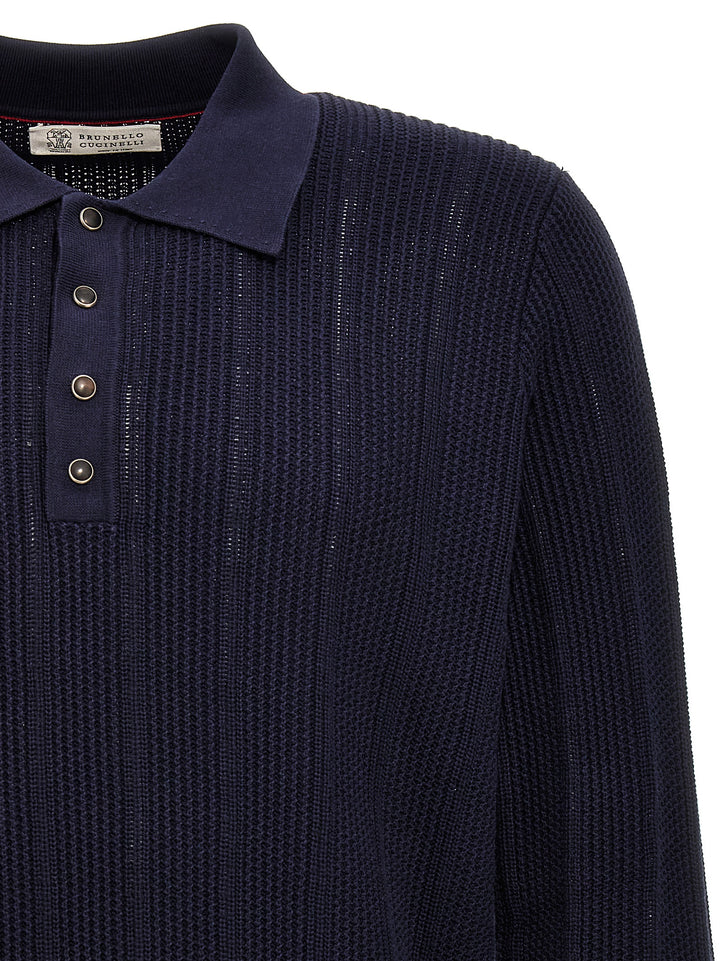 Knitted  Shirt Polo Blu