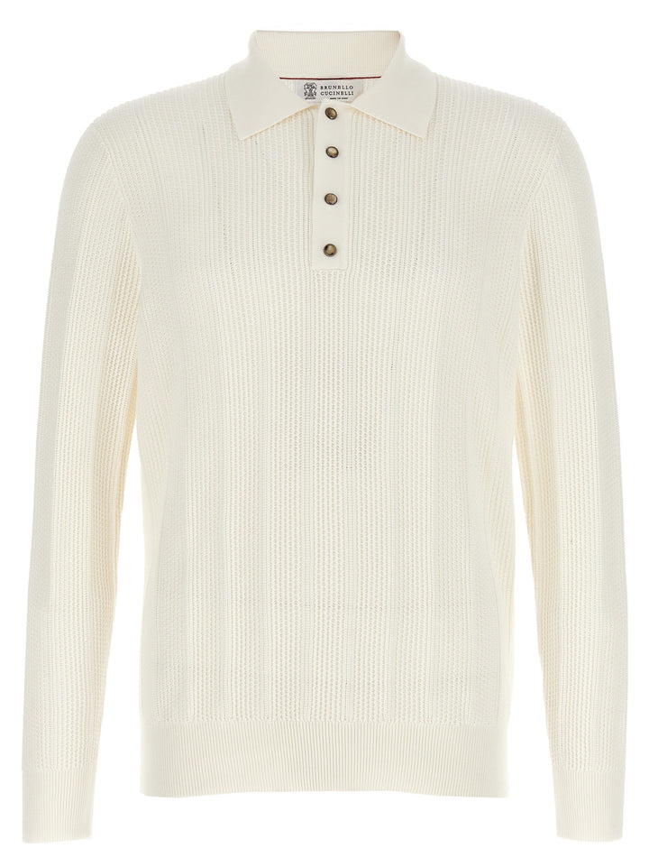 Knitted  Shirt Polo Bianco