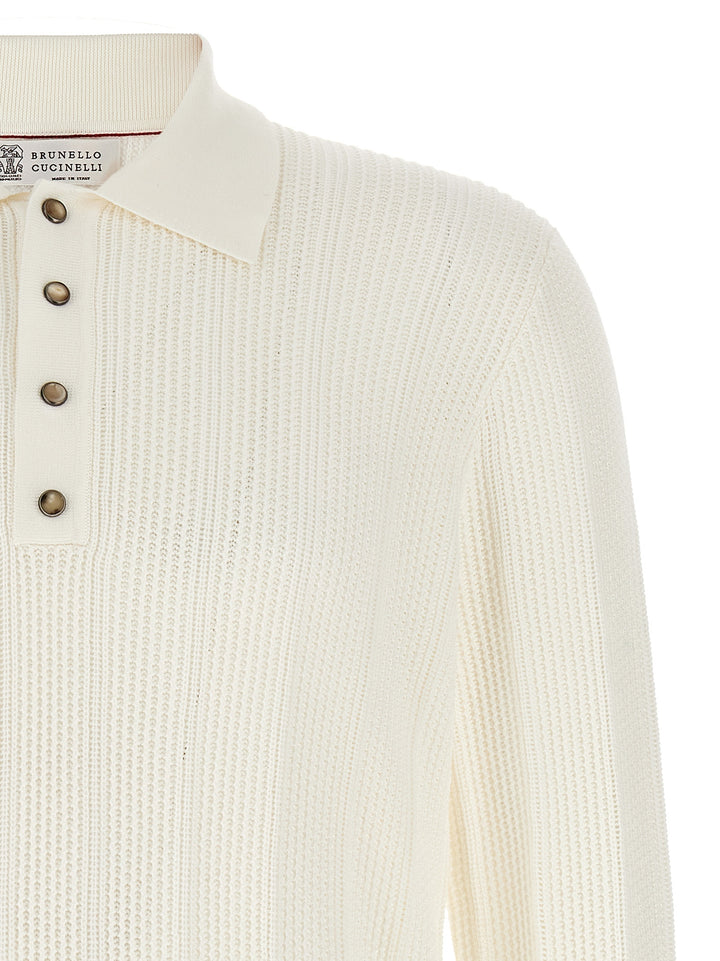 Knitted  Shirt Polo Bianco