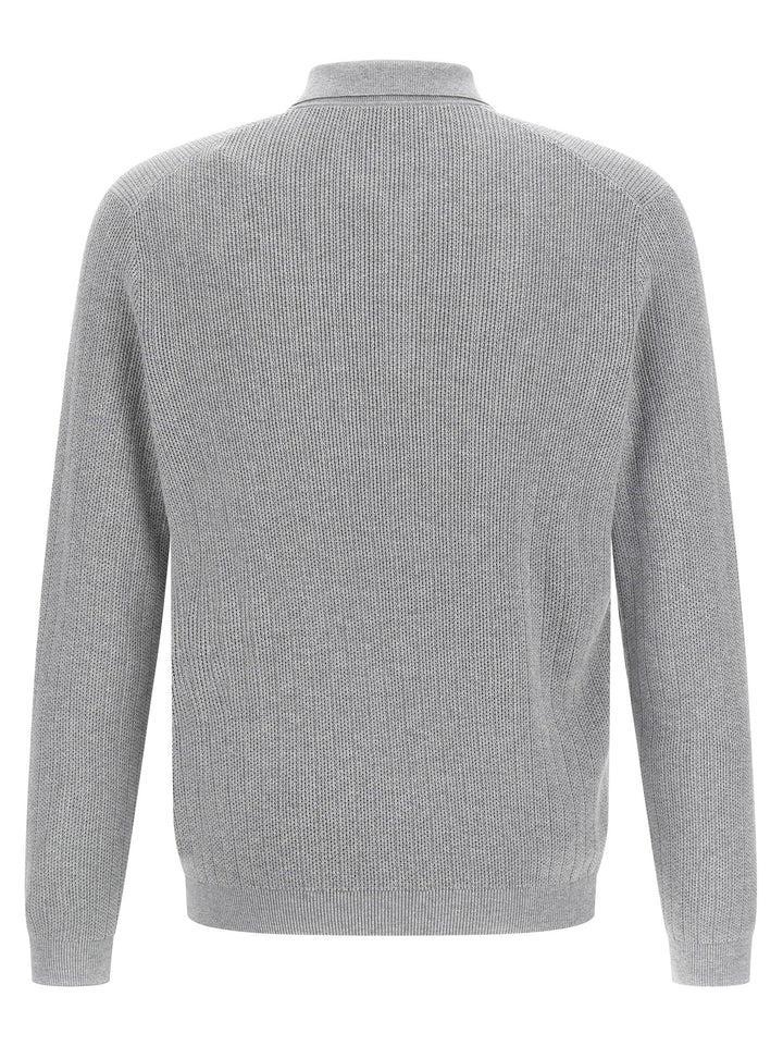 Brunello Cucinelli Honeycomb Cotton  Shirt Polo - Grigio | 63e3567269812600419e64c60031420d1d009b13