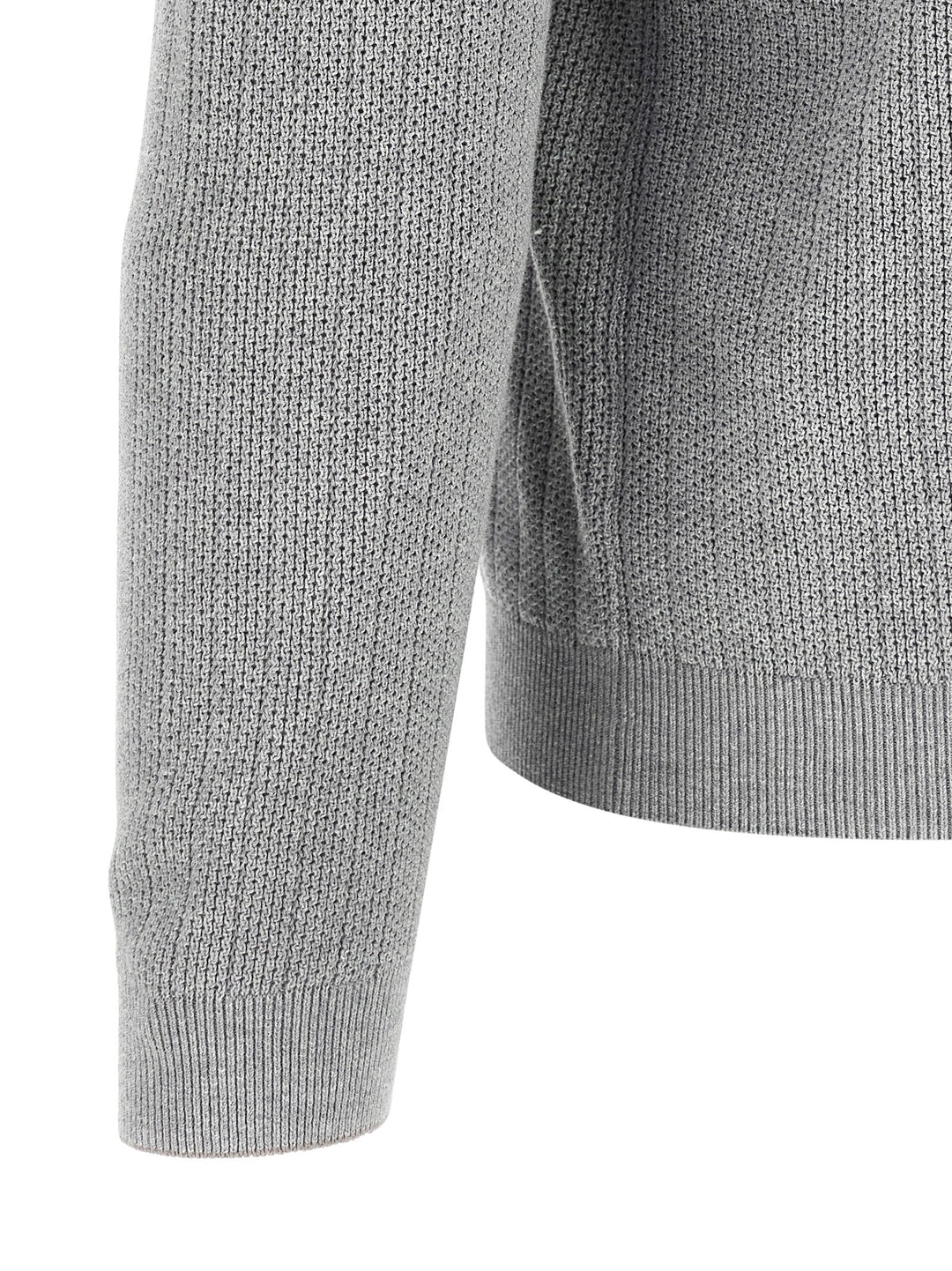 Brunello Cucinelli Honeycomb Cotton  Shirt Polo - Grigio | 547efdb197720265fd9d927f1976aed7cee4163b