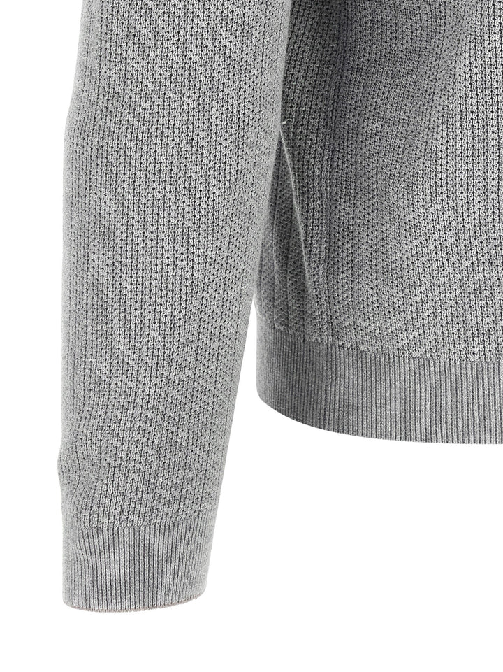 Brunello Cucinelli Honeycomb Cotton  Shirt Polo - Grigio | 547efdb197720265fd9d927f1976aed7cee4163b