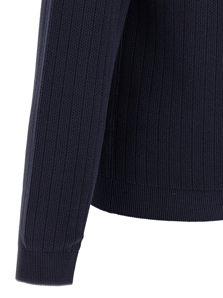 Brunello Cucinelli Crochet  Shirt Polo - Blu | 77add2e7ed13f4ff04c26f1345c11edb65b86116