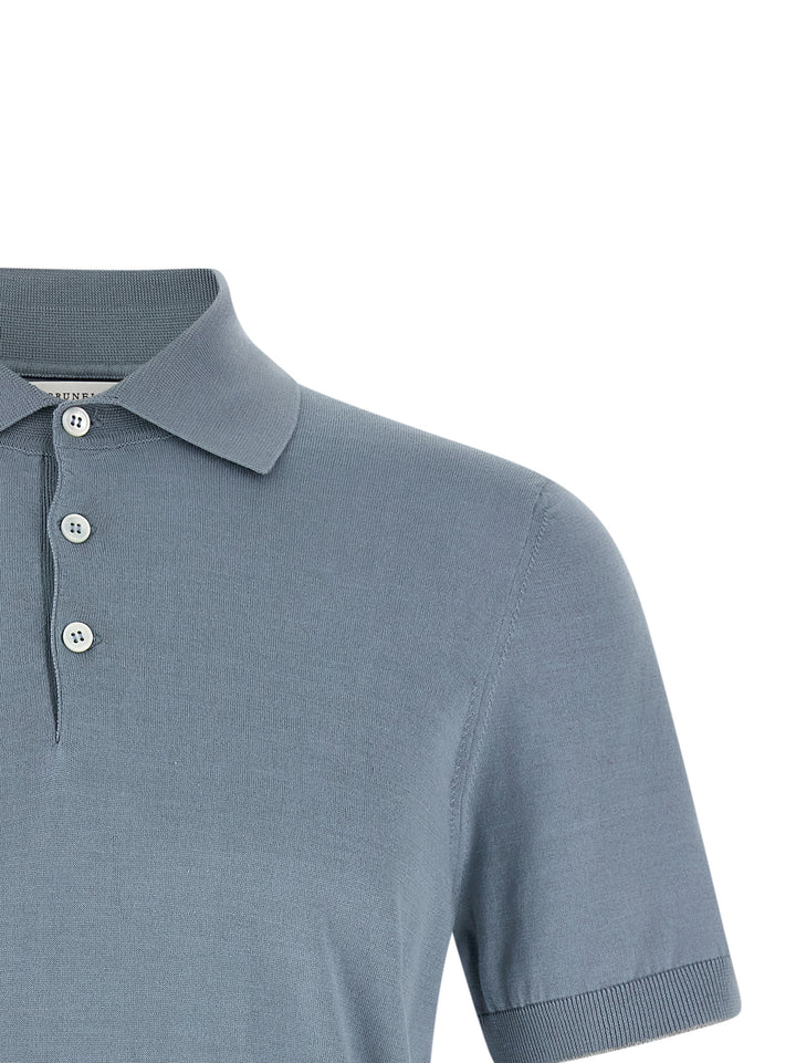 Brunello Cucinelli Cotton  Shirt Polo - Celeste | 92e6364658f1206905ed43dc25bde76871eb0eec