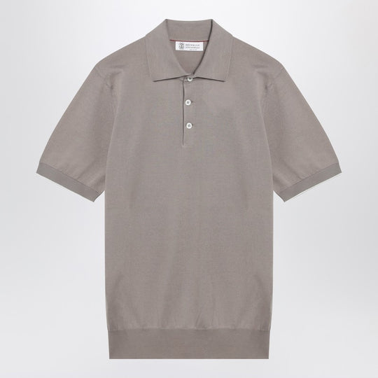 Light Brown Cotton Knit Polo Shirt