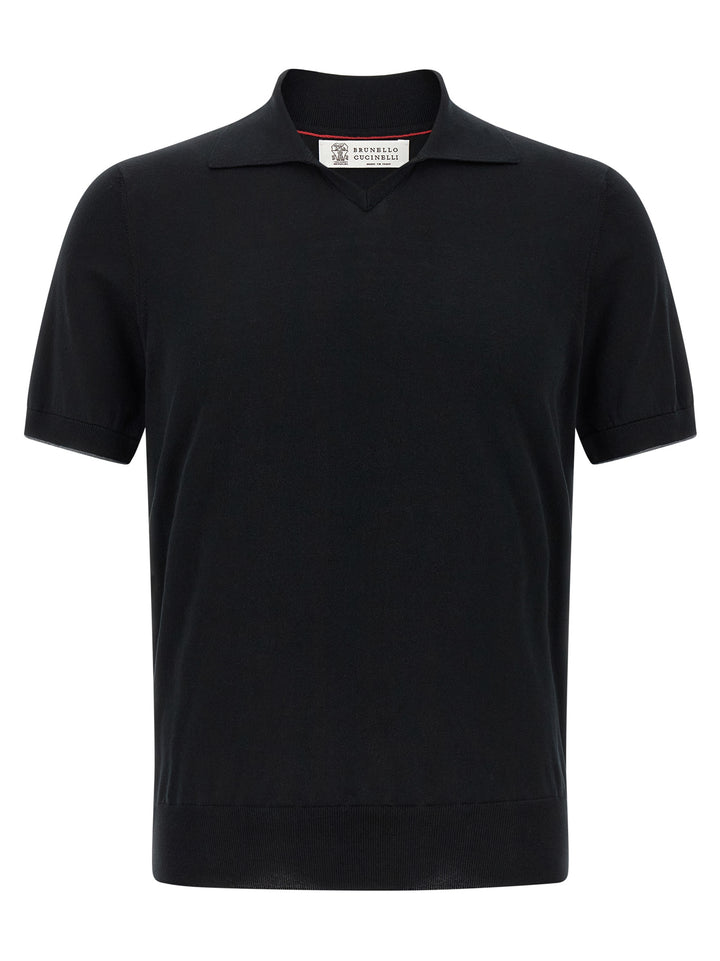 Brunello Cucinelli Cotton  Shirt Polo - Nero | 0e4f51a88d31c5f9b870a802475080e73f324b30