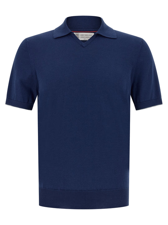 Cotton Shirt Polo Blu
