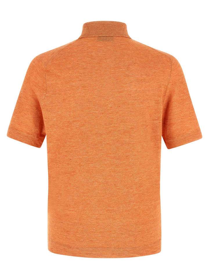 Brunello Cucinelli Linen Cotton  Shirt Polo - Arancione | ea34a2e4b91c58d4e6d999628727e13aca294068