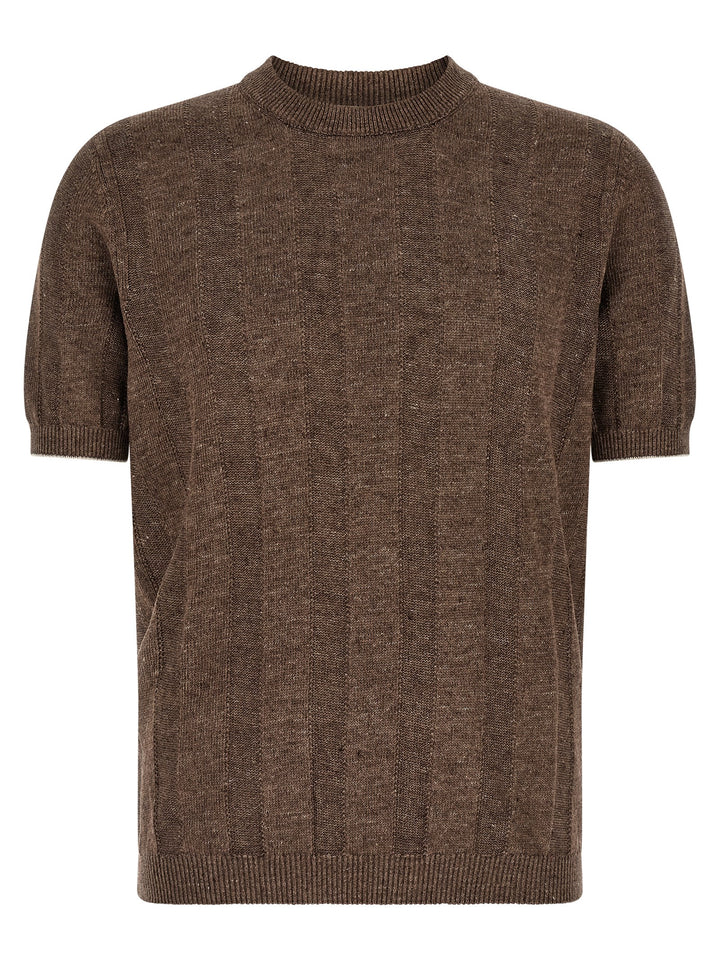 Brunello Cucinelli Linen Sweater Maglioni - Marrone | 264278c130796de92fe260bc661522102bdf4b3f