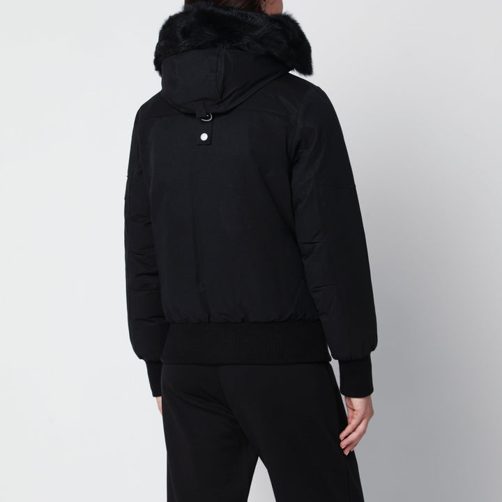Moose Knuckles Debbie Original Black Hooded Bomber Jacket