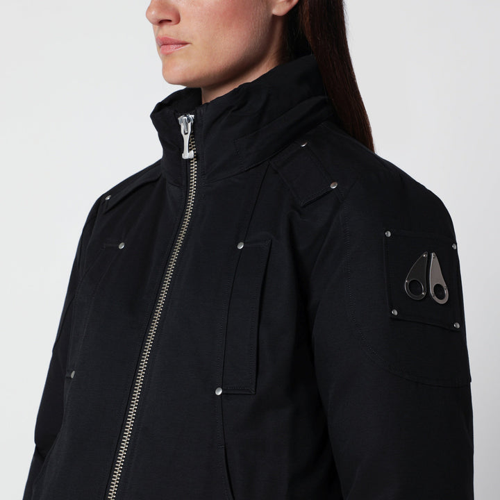Moose Knuckles Debbie Original Black Hooded Bomber Jacket