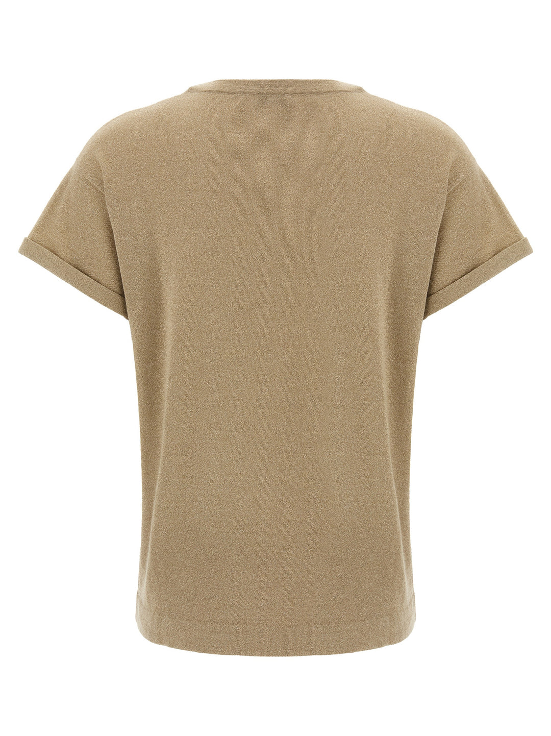 Brunello Cucinelli Lamé Cashmere T shirt - Beige | c9cd1c9b8a265ae4de9e58ee03f80b7e48f88527