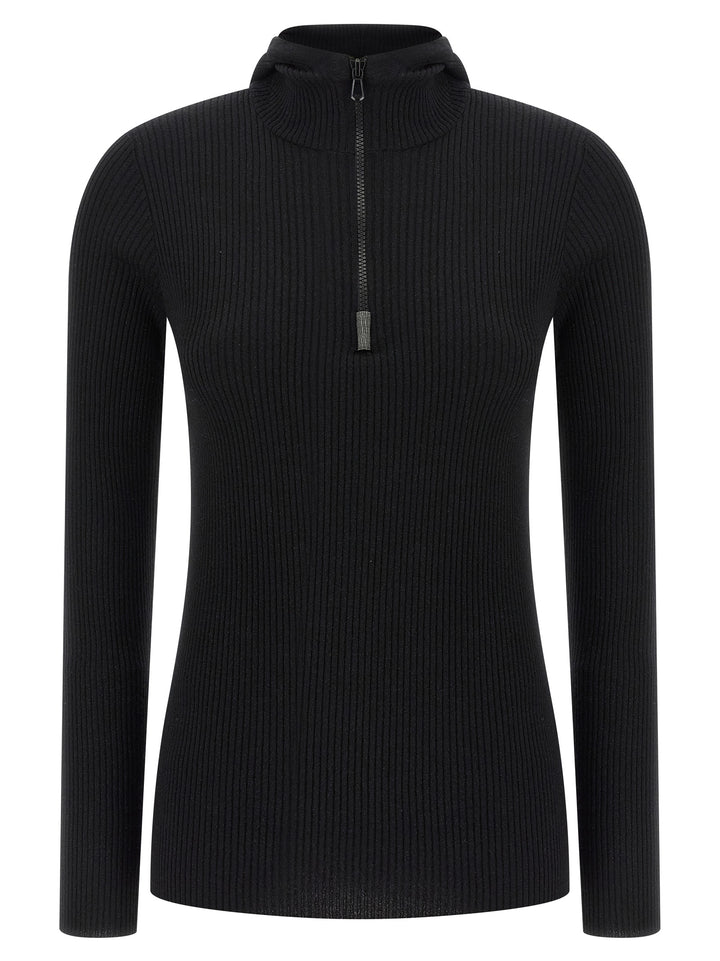 Brunello Cucinelli Monile Hooded Sweater Maglioni - Nero | e964ba222ab774b059847588dacc74b873309176