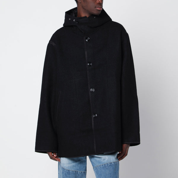 Schwarze Liner-Jacke aus Schurwolle