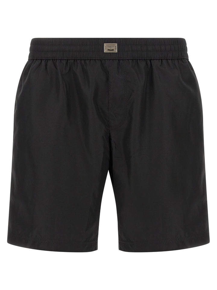 Dolce & Gabbana Logo Plaque Swimsuit Beachwear - Nero | 7e4301e897b0c161d989f4c049f08b8e97c3d206