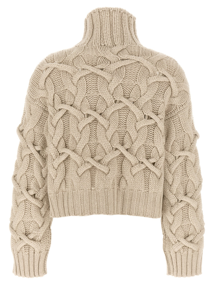 Brunello Cucinelli Braided Sweater Maglioni - Beige | 1062d746a6b35f166d3ac3e97d1d7e42a760c495