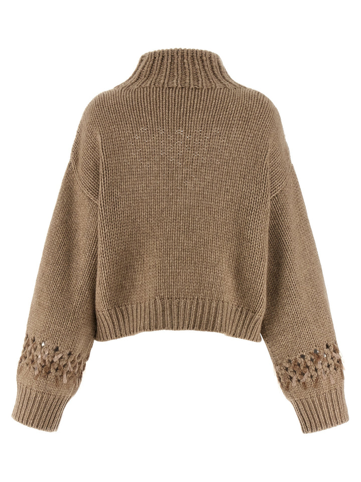 Brunello Cucinelli Drop Sequin Sweater Maglioni - Beige | 0910ce67a2b552c6a471b71d56b501fd1df52ce0