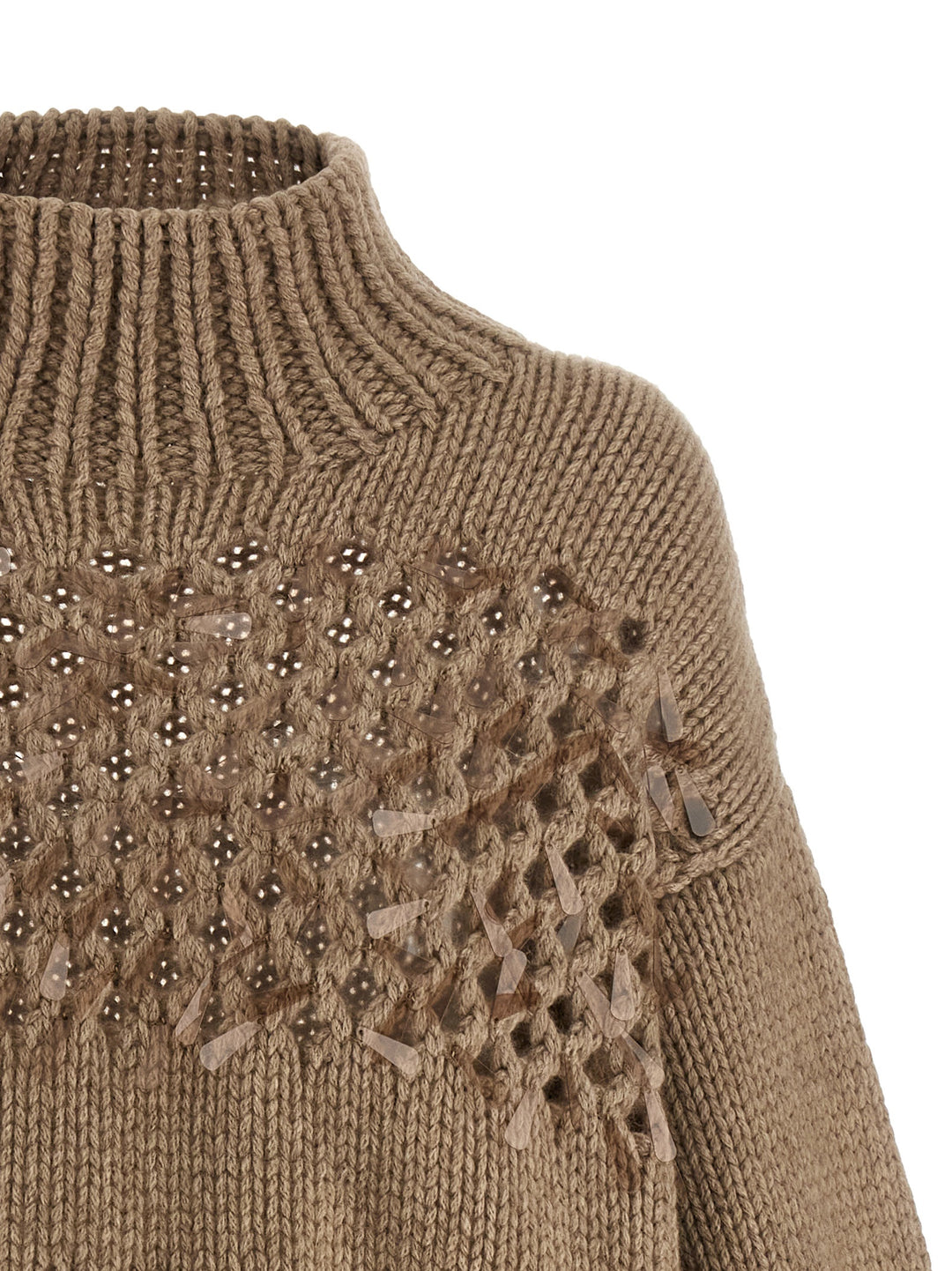 Brunello Cucinelli Drop Sequin Sweater Maglioni - Beige | 4acda57d94541a95f951d34e714c6ff8a96fa03c